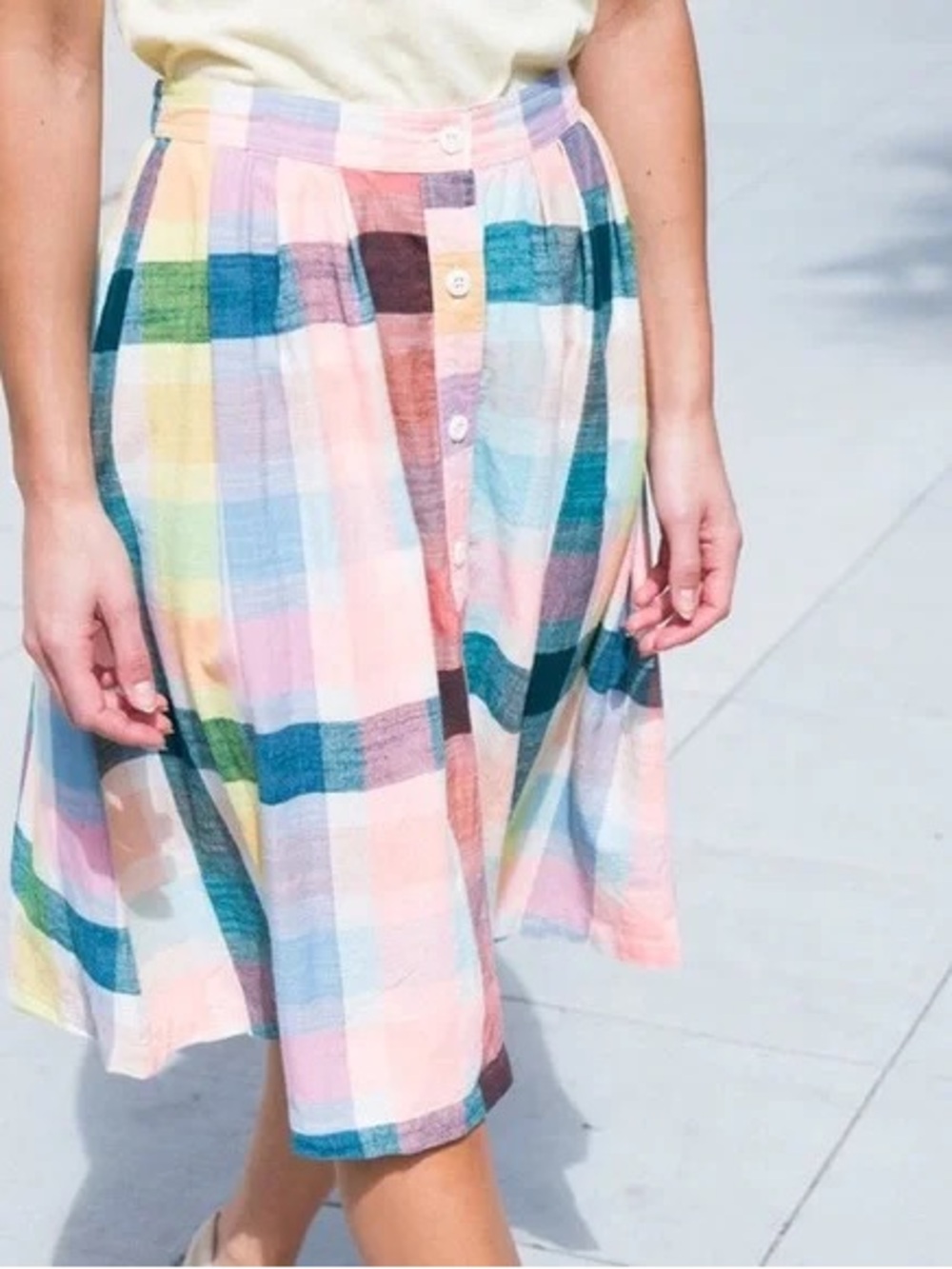 Ace & Jig AceJig Carver Skirt in Crown Plaid Rainbow Gingham Small NWOT